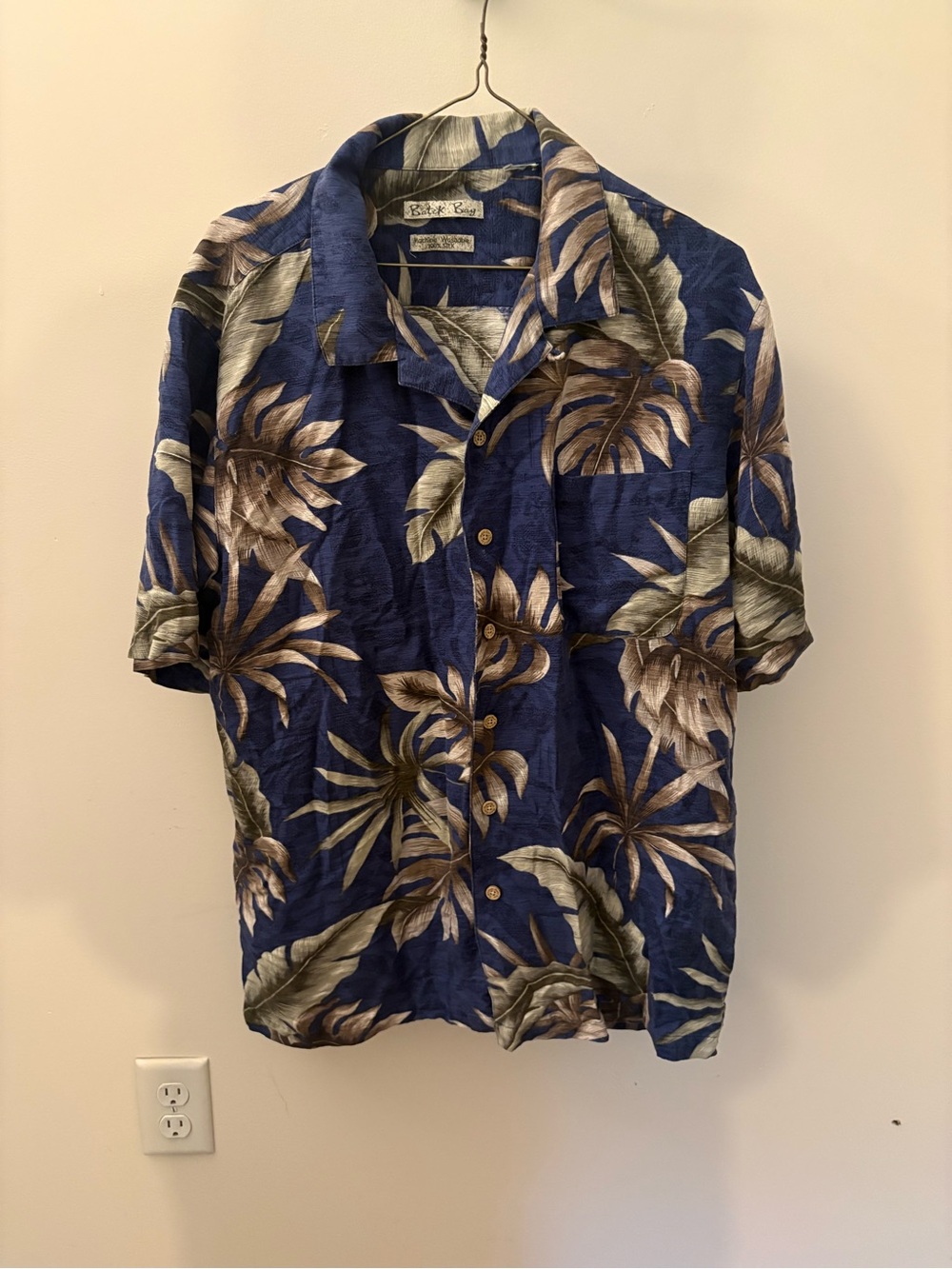 Vintage Batik Bay 100% Silk Hawaiian Aloha Shirt Large
